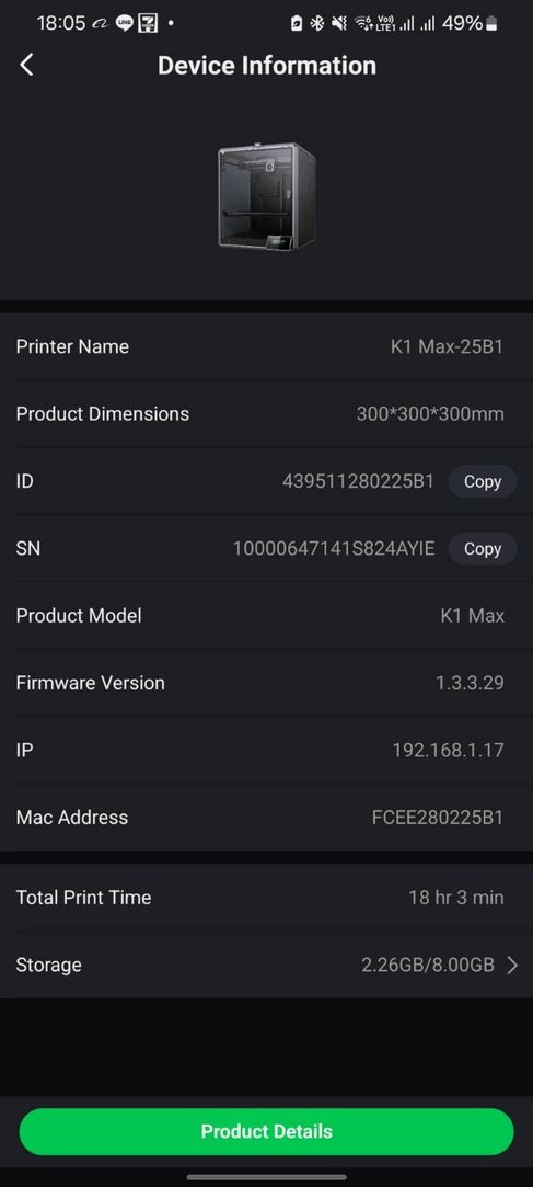 แลก-ขาย 3d printer Creality K1 Max 2024 พิมพ์ขนาด 30x30x30cm เหมือนใหม่ ปริ้นเส้น Carbon fiber ได้: 3 image